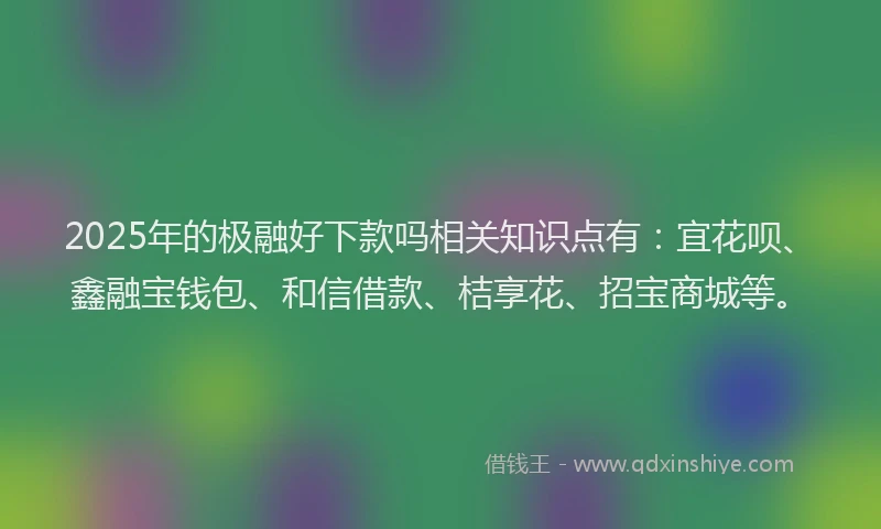 2025年的极融好下款吗相关知识点有：宜花呗、鑫融宝钱包、和信借款、桔享花、招宝商城等。