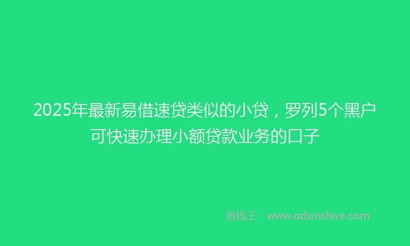 2025年最新易借速贷类似的小贷，罗列5个黑户可快速办理小额贷款业务的口子