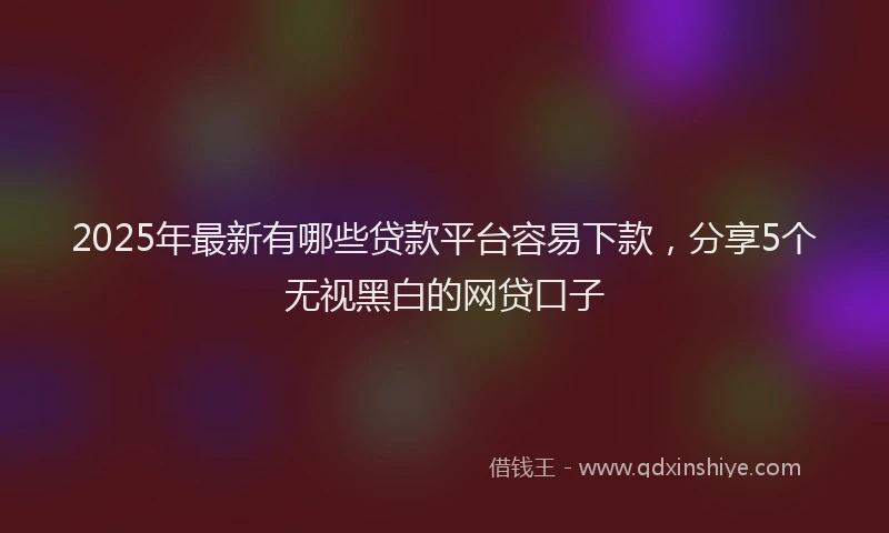 2025年最新有哪些贷款平台容易下款，分享5个无视黑白的网贷口子