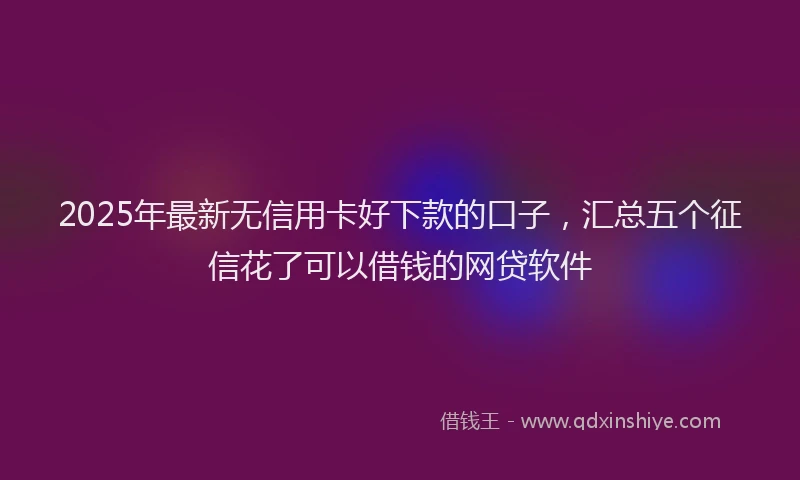2025年最新无信用卡好下款的口子，汇总五个征信花了可以借钱的网贷软件