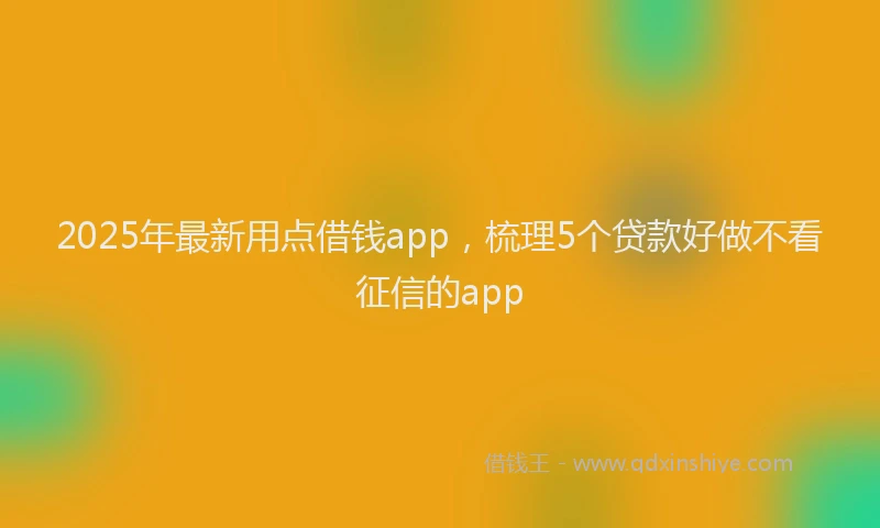 2025年最新用点借钱app，梳理5个贷款好做不看征信的app