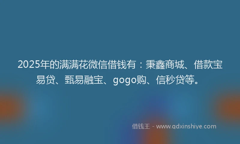 2025年的满满花微信借钱有：秉鑫商城、借款宝易贷、甄易融宝、gogo购、信秒贷等。