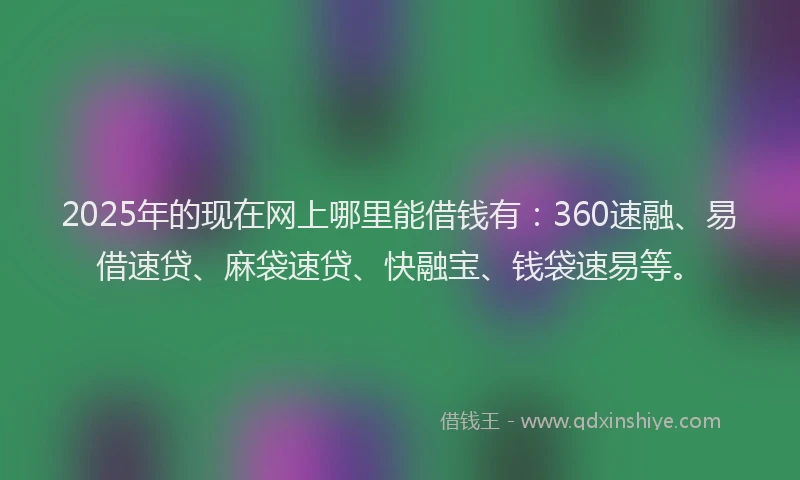 2025年的现在网上哪里能借钱有：360速融、易借速贷、麻袋速贷、快融宝、钱袋速易等。