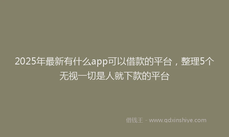 2025年最新有什么app可以借款的平台，整理5个无视一切是人就下款的平台