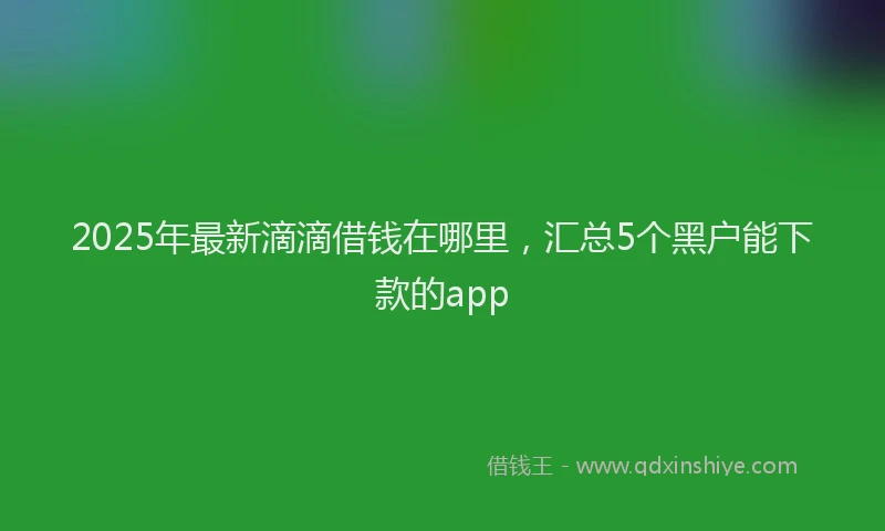 2025年最新滴滴借钱在哪里，汇总5个黑户能下款的app