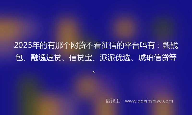 2025年的有那个网贷不看征信的平台吗有：甄钱包、融逸速贷、信贷宝、派派优选、琥珀信贷等。