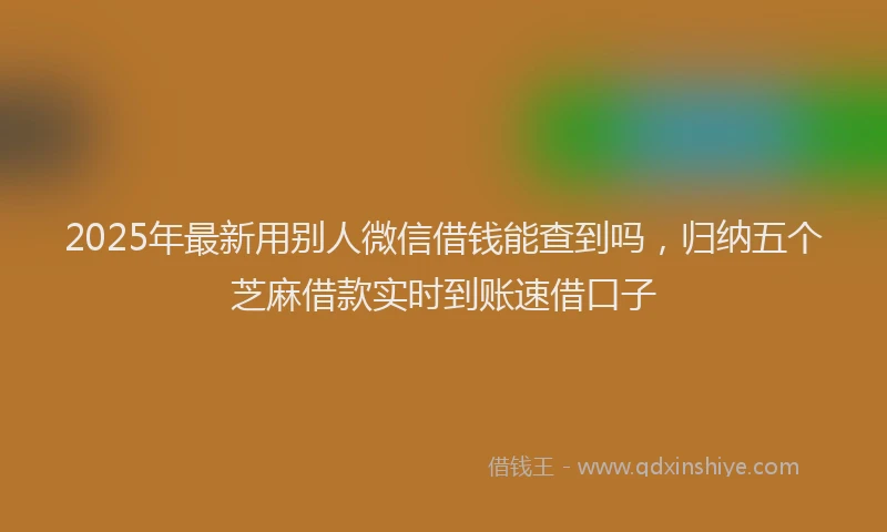 2025年最新用别人微信借钱能查到吗，归纳五个芝麻借款实时到账速借口子