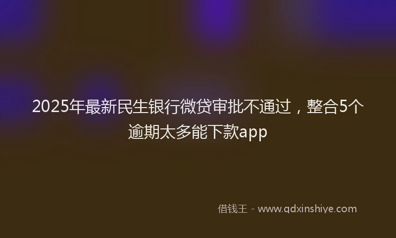 2025年最新民生银行微贷审批不通过，整合5个逾期太多能下款app