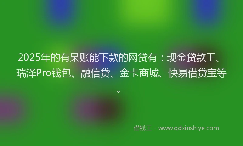 2025年的有呆账能下款的网贷有：现金贷款王、瑞泽Pro钱包、融信贷、金卡商城、快易借贷宝等。