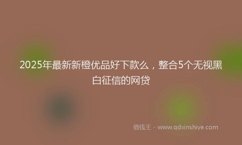 2025年最新新橙优品好下款么，整合5个无视黑白征信的网贷