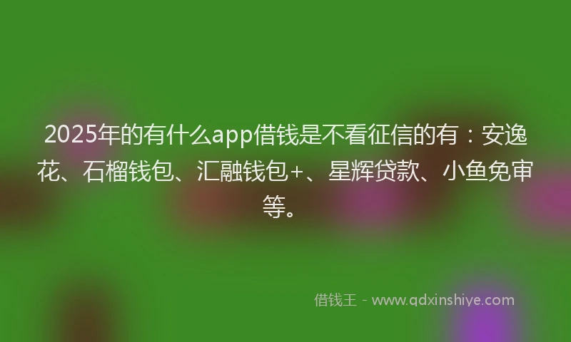 2025年的有什么app借钱是不看征信的有：安逸花、石榴钱包、汇融钱包+、星辉贷款、小鱼免审等。