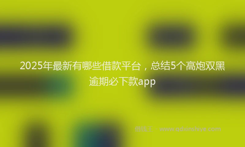 2025年最新有哪些借款平台，总结5个高炮双黑逾期必下款app