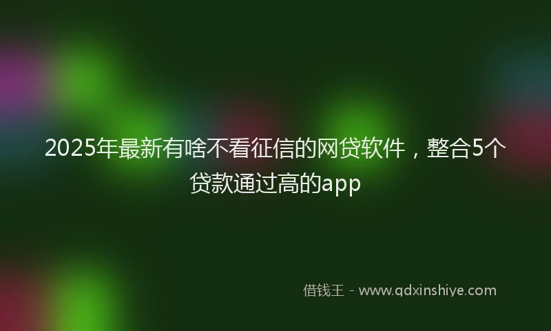 2025年最新有啥不看征信的网贷软件，整合5个贷款通过高的app