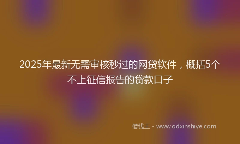 2025年最新无需审核秒过的网贷软件，概括5个不上征信报告的贷款口子