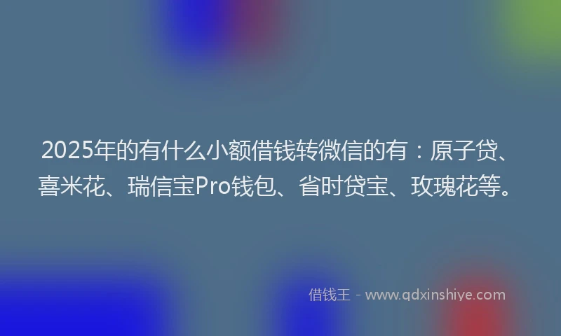 2025年的有什么小额借钱转微信的有：原子贷、喜米花、瑞信宝Pro钱包、省时贷宝、玫瑰花等。