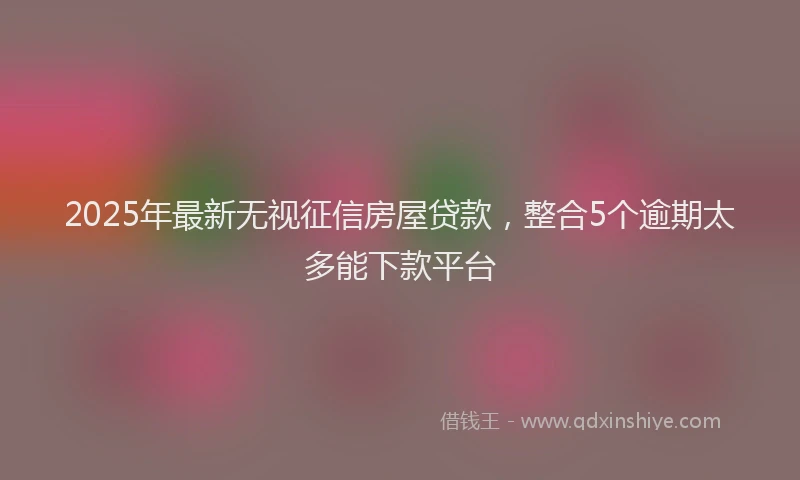 2025年最新无视征信房屋贷款，整合5个逾期太多能下款平台