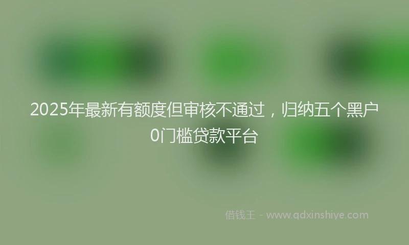 2025年最新有额度但审核不通过，归纳五个黑户0门槛贷款平台