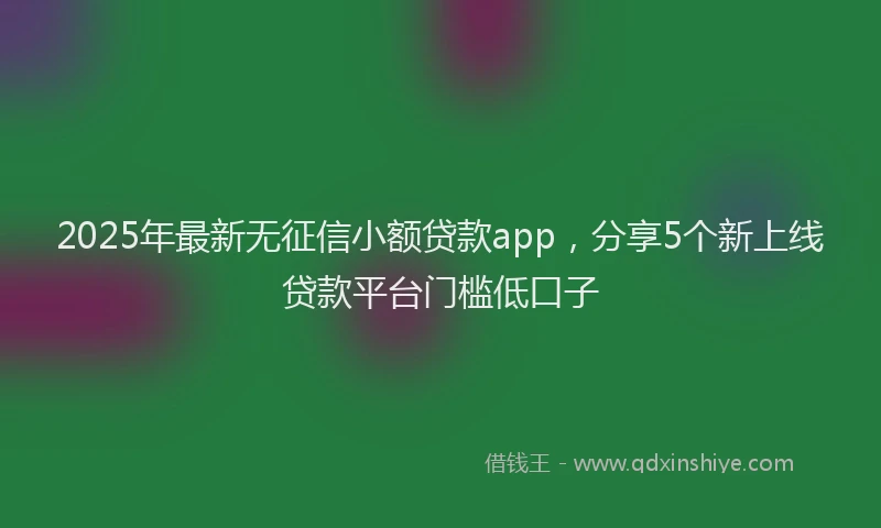 2025年最新无征信小额贷款app，分享5个新上线贷款平台门槛低口子