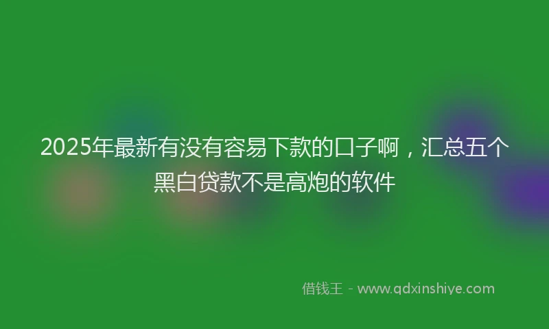 2025年最新有没有容易下款的口子啊，汇总五个黑白贷款不是高炮的软件