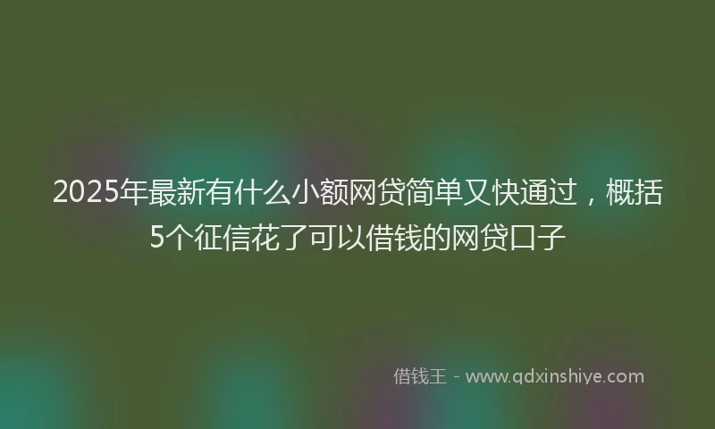 2025年最新有什么小额网贷简单又快通过，概括5个征信花了可以借钱的网贷口子