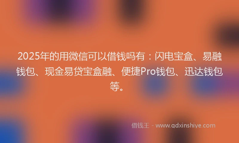 2025年的用微信可以借钱吗有：闪电宝盒、易融钱包、现金易贷宝盒融、便捷Pro钱包、迅达钱包等。
