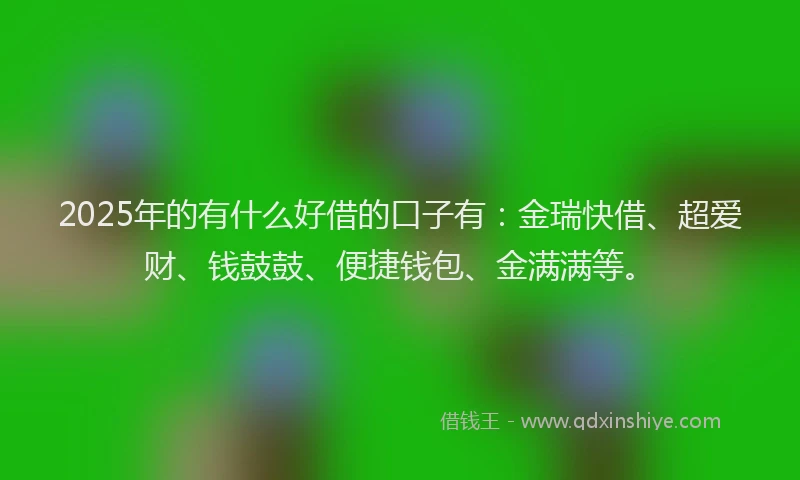 2025年的有什么好借的口子有：金瑞快借、超爱财、钱鼓鼓、便捷钱包、金满满等。