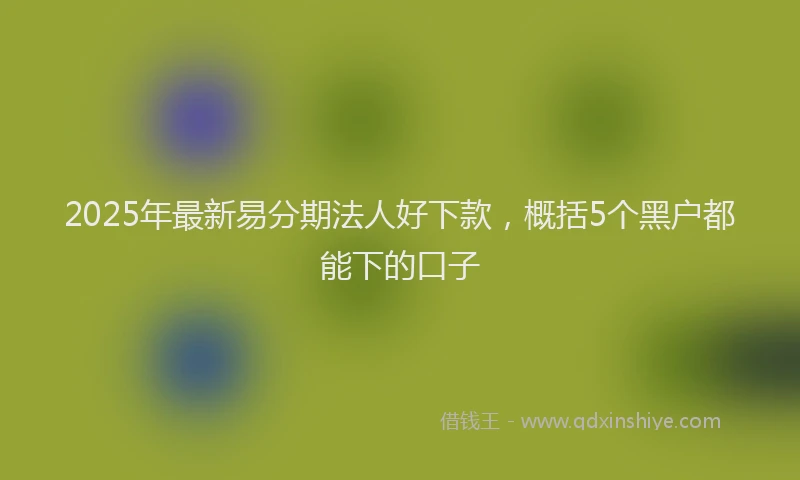 2025年最新易分期法人好下款，概括5个黑户都能下的口子