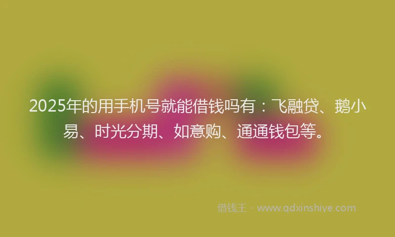 2025年的用手机号就能借钱吗有：飞融贷、鹅小易、时光分期、如意购、通通钱包等。