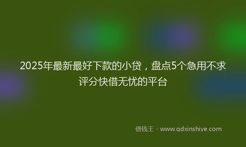 2025年最新最好下款的小贷，盘点5个急用不求评分快借无忧的平台