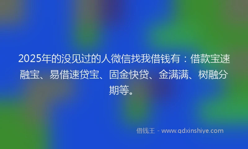 2025年的没见过的人微信找我借钱有：借款宝速融宝、易借速贷宝、固金快贷、金满满、树融分期等。