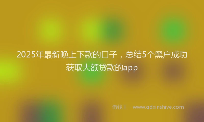 2025年最新晚上下款的口子，总结5个黑户成功获取大额贷款的app