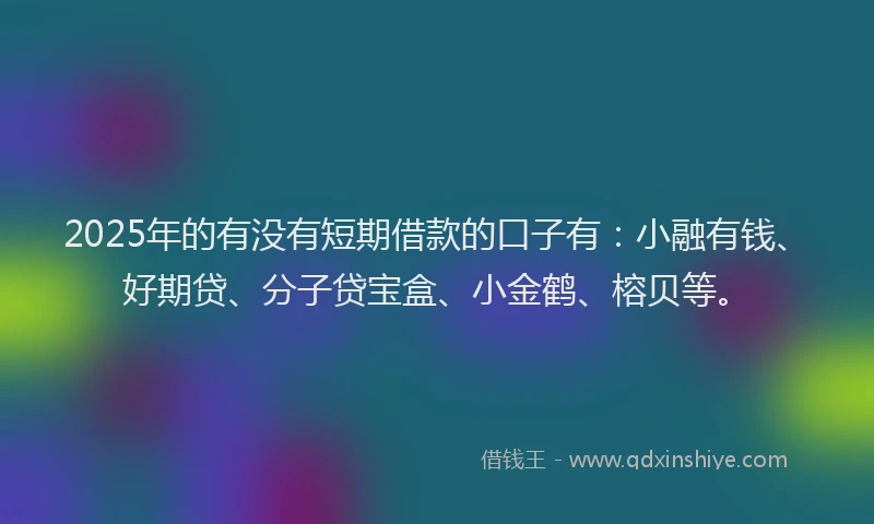 2025年的有没有短期借款的口子有：小融有钱、好期贷、分子贷宝盒、小金鹤、榕贝等。