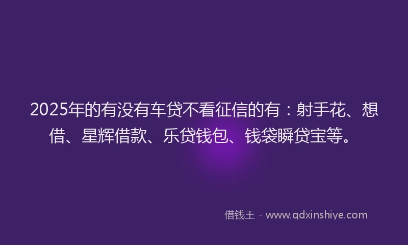 2025年的有没有车贷不看征信的有：射手花、想借、星辉借款、乐贷钱包、钱袋瞬贷宝等。