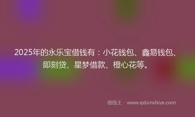 2025年的永乐宝借钱有：小花钱包、鑫易钱包、即刻贷、星梦借款、橙心花等。