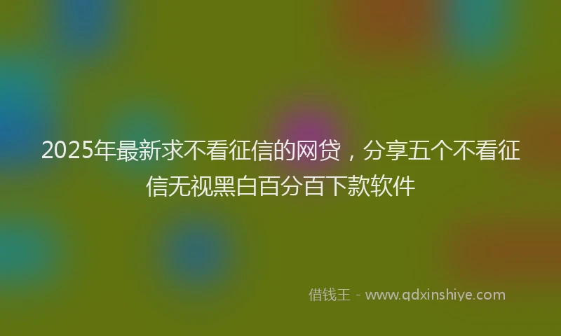 2025年最新求不看征信的网贷，分享五个不看征信无视黑白百分百下款软件