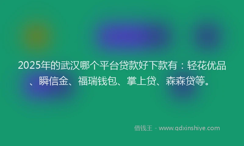 2025年的武汉哪个平台贷款好下款有：轻花优品、瞬信金、福瑞钱包、掌上贷、森森贷等。