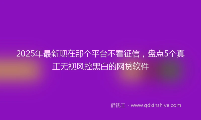 2025年最新现在那个平台不看征信，盘点5个真正无视风控黑白的网贷软件