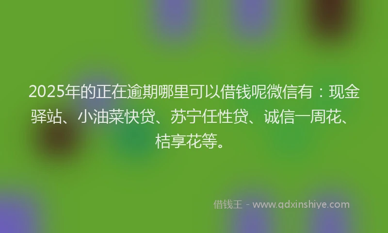 2025年的正在逾期哪里可以借钱呢微信有：现金驿站、小油菜快贷、苏宁任性贷、诚信一周花、桔享花等。
