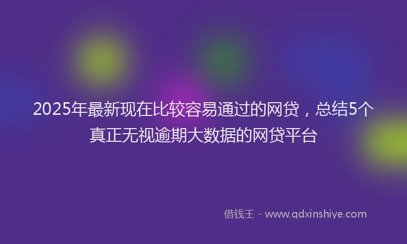 2025年最新现在比较容易通过的网贷，总结5个真正无视逾期大数据的网贷平台
