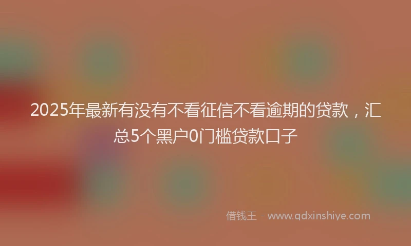 2025年最新有没有不看征信不看逾期的贷款，汇总5个黑户0门槛贷款口子