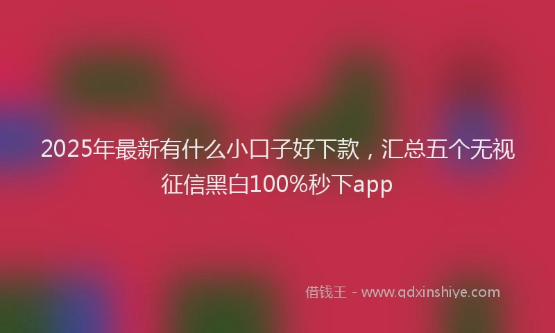 2025年最新有什么小口子好下款，汇总五个无视征信黑白100%秒下app