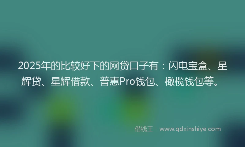 2025年的比较好下的网贷口子有：闪电宝盒、星辉贷、星辉借款、普惠Pro钱包、橄榄钱包等。