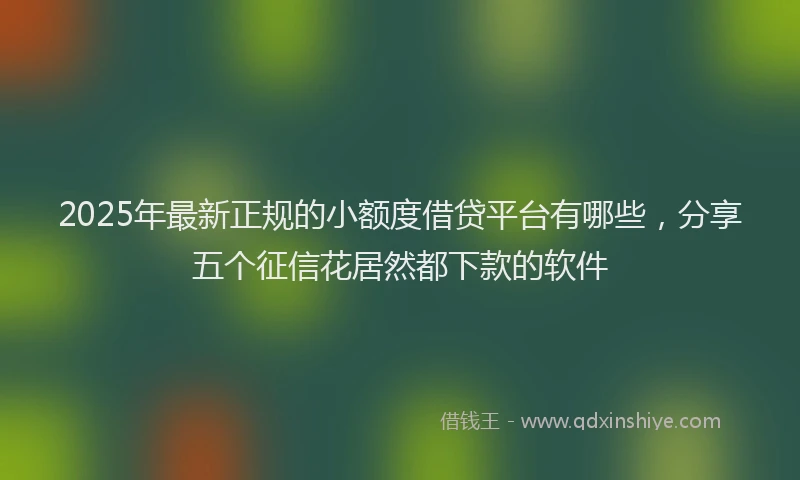 2025年最新正规的小额度借贷平台有哪些，分享五个征信花居然都下款的软件