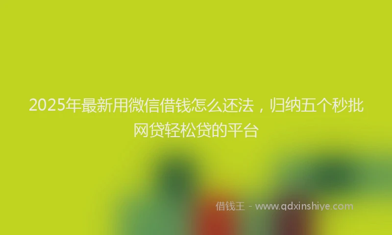 2025年最新用微信借钱怎么还法，归纳五个秒批网贷轻松贷的平台