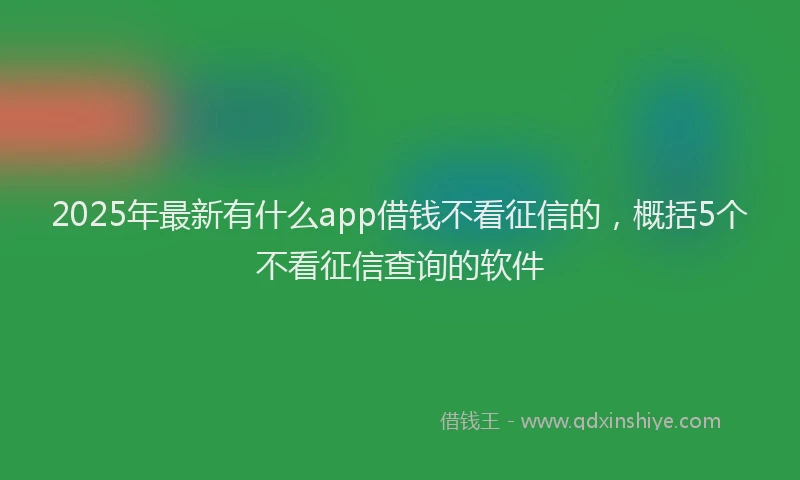 2025年最新有什么app借钱不看征信的，概括5个不看征信查询的软件