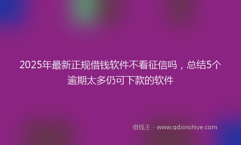 2025年最新正规借钱软件不看征信吗，总结5个逾期太多仍可下款的软件