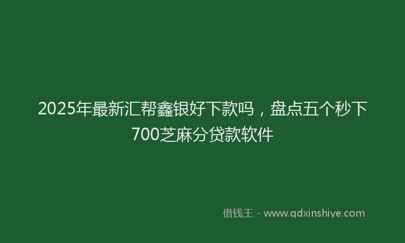 2025年最新汇帮鑫银好下款吗，盘点五个秒下700芝麻分贷款软件