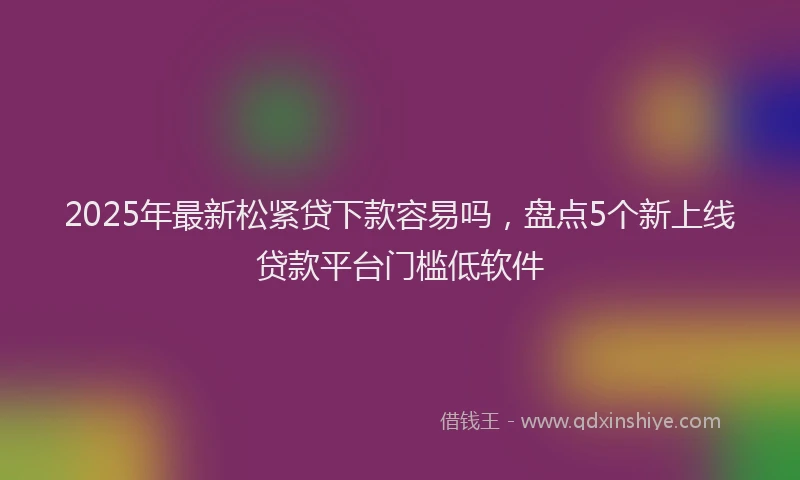 2025年最新松紧贷下款容易吗，盘点5个新上线贷款平台门槛低软件