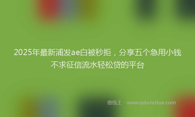 2025年最新浦发ae白被秒拒，分享五个急用小钱不求征信流水轻松贷的平台