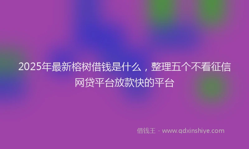 2025年最新榕树借钱是什么，整理五个不看征信网贷平台放款快的平台